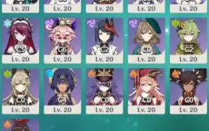 Conta Genshin 15 5*Estrelas Ar 56