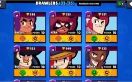 CONTA BRAWL STARS 42 STAR POWERS 8 ACESSORIOS 23 SKINS 17K