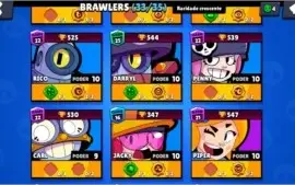 CONTA BRAWL STARS 42 STAR POWERS 8 ACESSORIOS 23 SKINS 17K