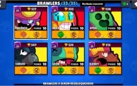 CONTA BRAWL STARS 42 STAR POWERS 8 ACESSORIOS 23 SKINS 17K