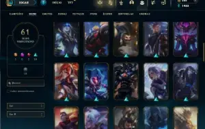 Unranked com 100 Champs e 61 Skins + 140 Espolios