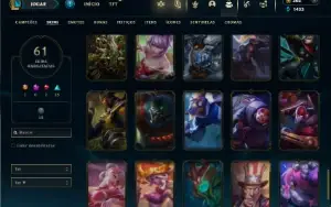 Unranked com 100 Champs e 61 Skins + 140 Espolios