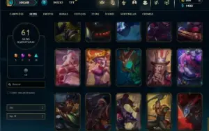 Unranked com 100 Champs e 61 Skins + 140 Espolios