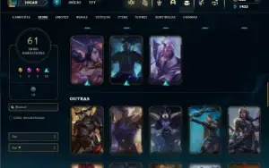 Unranked com 100 Champs e 61 Skins + 140 Espolios