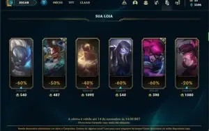 Conta Platina 1 com 150 Champs e 205 Skins + 30 Cromas