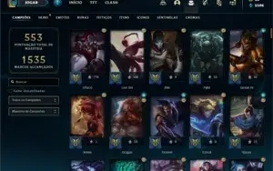 Conta Platina 1 com 150 Champs e 205 Skins + 30 Cromas