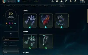 Conta Platina 1 com 150 Champs e 205 Skins + 30 Cromas