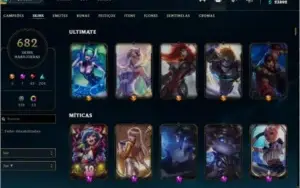 CONTA COM 682 SKINS LOL