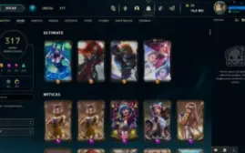 Conta do lol - Lvl 331 - 317 skins - 12 míticas 4 ultimates