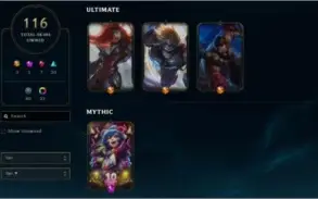 CONTA DE 2012 MMR DE MESTRE 116 SKINS MÍSTICA E LENDÁRIAS 11