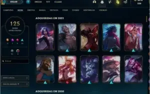 Conta League of Legends GOLD 125 skins + 2K de RP