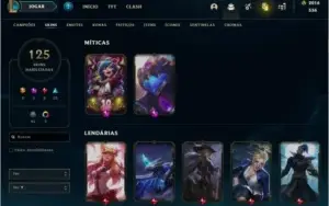 Conta League of Legends GOLD 125 skins + 2K de RP