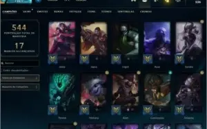 Conta League of Legends GOLD 125 skins + 2K de RP