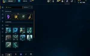 Mestre com 30 Champs e 2 Skins + 10 Fragmentos