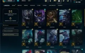 Mestre com 30 Champs e 2 Skins + 10 Fragmentos