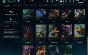 Mestre com 30 Champs e 2 Skins + 10 Fragmentos