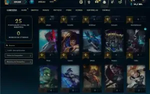 Mestre com 30 Champs e 2 Skins + 10 Fragmentos