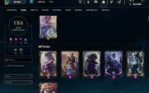 Ouro 4 com TODOS os champs e 186 Skins + 4 Prestigios