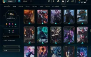 Ouro 4 com TODOS os champs e 186 Skins + 4 Prestigios