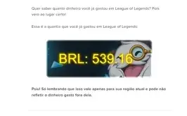 Conta de lol com mais de 500 reais gastos,87 skins e +