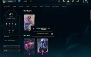Conta Platina 2 com 55 Champs e 41 Skins + 2 Miticas