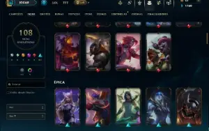 Bronze 1 com TODOS os Champs e 108 Skins ( JG / TOP / SUP )