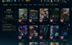 Bronze 1 com TODOS os Champs e 108 Skins ( JG / TOP / SUP )