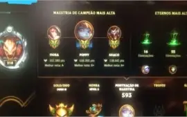 Conta lol main poppy, todos os champs, 69 skin, kayle juiza