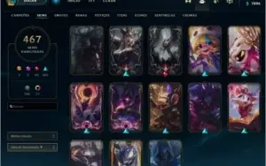 CONTA LEAGUE OF LEGENDS PRATA 1 - 467 SKINS