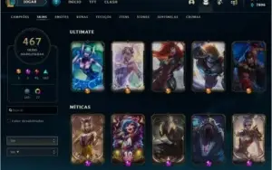 CONTA LEAGUE OF LEGENDS PRATA 1 - 467 SKINS
