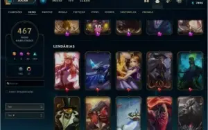 CONTA LEAGUE OF LEGENDS PRATA 1 - 467 SKINS