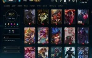 Unranked com TODOS os champs e 386 Skins ( JG / MID / ADC )