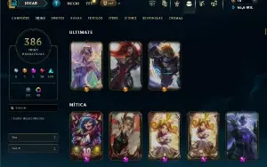 Unranked com TODOS os champs e 386 Skins ( JG / MID / ADC )