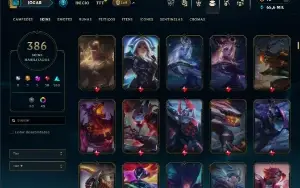 Unranked com TODOS os champs e 386 Skins ( JG / MID / ADC )