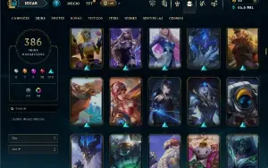 Unranked com TODOS os champs e 386 Skins ( JG / MID / ADC )