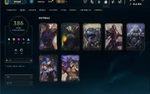 Unranked com TODOS os champs e 386 Skins ( JG / MID / ADC )
