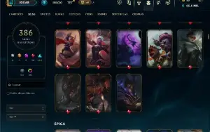 Unranked com TODOS os champs e 386 Skins ( JG / MID / ADC )