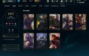 Unranked com TODOS os champs e 483 Skins + 10 Prestigios