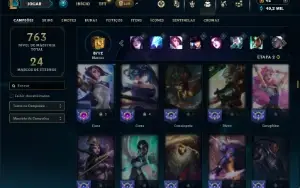 Unranked com TODOS os champs e 483 Skins + 10 Prestigios