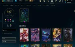 Unranked com TODOS os champs e 483 Skins + 10 Prestigios