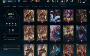 Unranked com TODOS os champs e 483 Skins + 10 Prestigios
