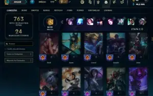 Unranked com TODOS os champs e 483 Skins + 10 Prestigios