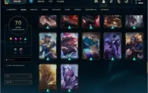 Conta ouro 4 com 70 skins (Duas Prestigios) e 82 champs