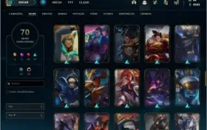 Conta ouro 4 com 70 skins (Duas Prestigios) e 82 champs