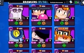 brawl star / 22.000 troféus / 135 nível xp / 51 brawlers