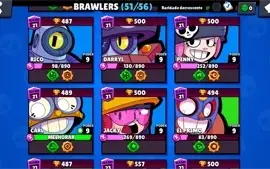 brawl star / 22.000 troféus / 135 nível xp / 51 brawlers