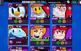 brawl star / 22.000 troféus / 135 nível xp / 51 brawlers