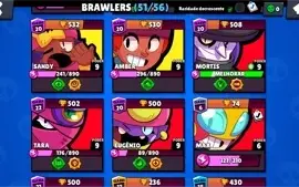 brawl star / 22.000 troféus / 135 nível xp / 51 brawlers