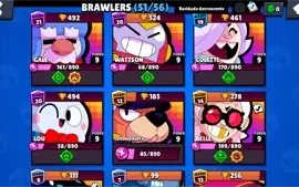 brawl star / 22.000 troféus / 135 nível xp / 51 brawlers