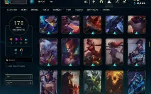 Unranked com TODOS os champs e 170 Skins + Rammus Rei